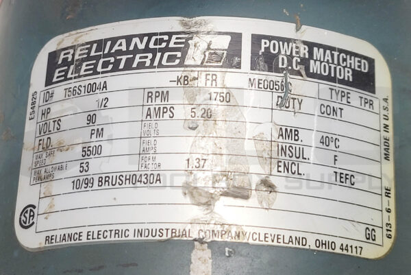 RELIANCE ELECTRIC T56S1004A-KB MOTOR 1/2HP W/ TIGEAR 15QZ15L56 GEAR REDUCER - Image 8