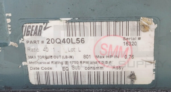 DODGE TIGEAR 20Q40L56 GEAR REDUCER 40:1 801IN-LB 0.75HP - Image 5