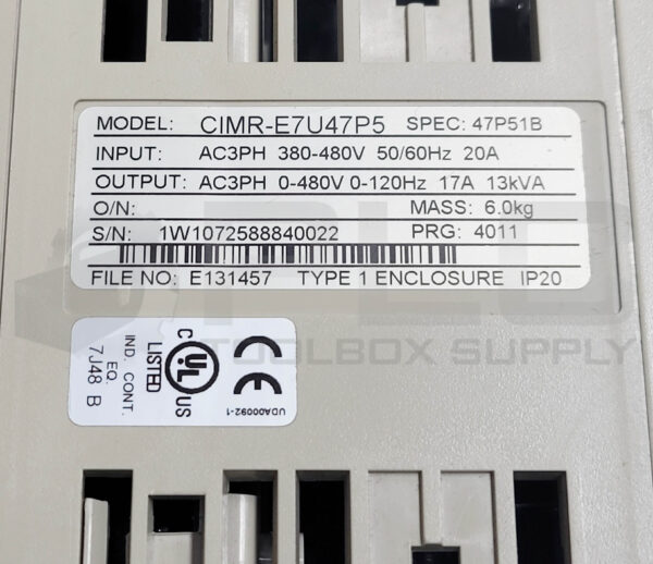 NEW YASKAWA CIMR-E7U47P5 VARISPEED E7 AC DRIVE SPEC 47P51B 380-480//0-480V - Image 8