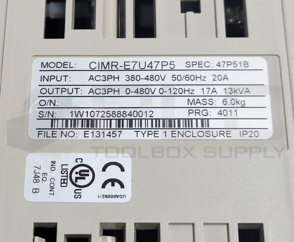 NEW YASKAWA CIMR-E7U47P5 VARISPEED E7 AC DRIVE SPEC 47P51B 380-480//0-480V - Image 7