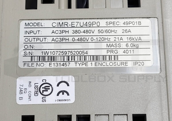 NEW YASKAWA CIMR-E7U49P0 VARISPEED E7 AC DRIVE SPEC 49P01B - Image 7