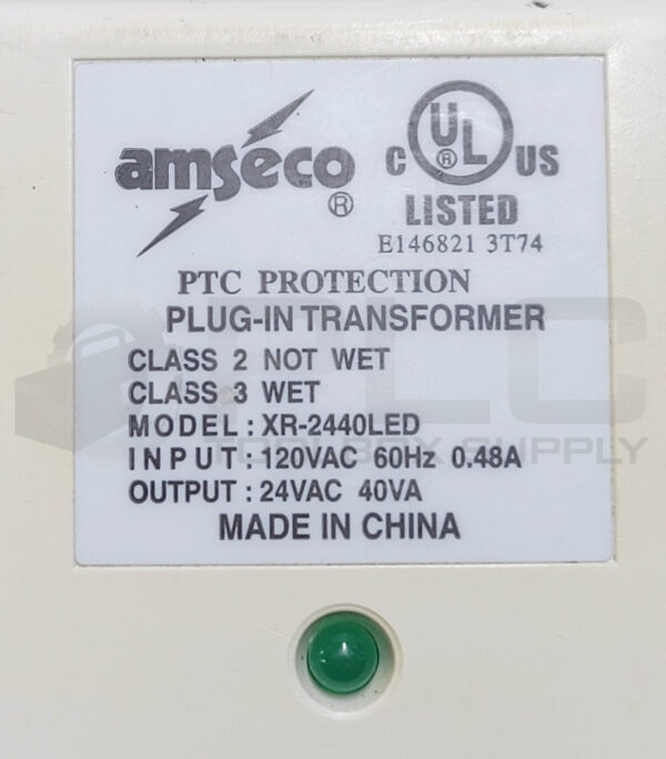 AMSECO XR-2440LED PLUG-IN TRANSFORMER 120VAC/0.48A IN 24VAC/40VA OUT - Image 4