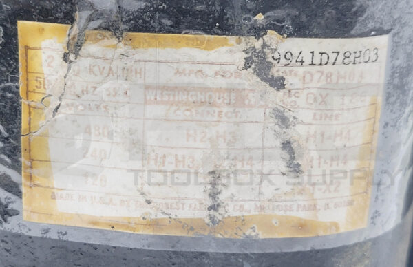 WESTINGHOUSE D78H03 TRANSFORMER 50/60HZ 480/240//120V - Image 5