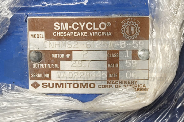 NEW  SUMITOMO CNHMS2-6125A-B-59 GEARBOX 59:1 W/ TC-FX/FB-2B - Image 7