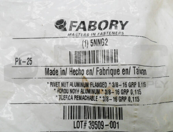 SEALED NEW PACK OF 25 FABORY 5NNG2 RIVET NUT 3/8" - Image 3