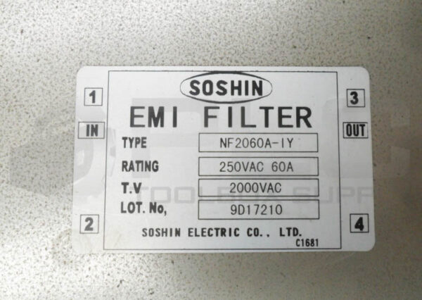 SOSHIN NF2060A-IY EMI FILTER 250VAC 60A - Image 4