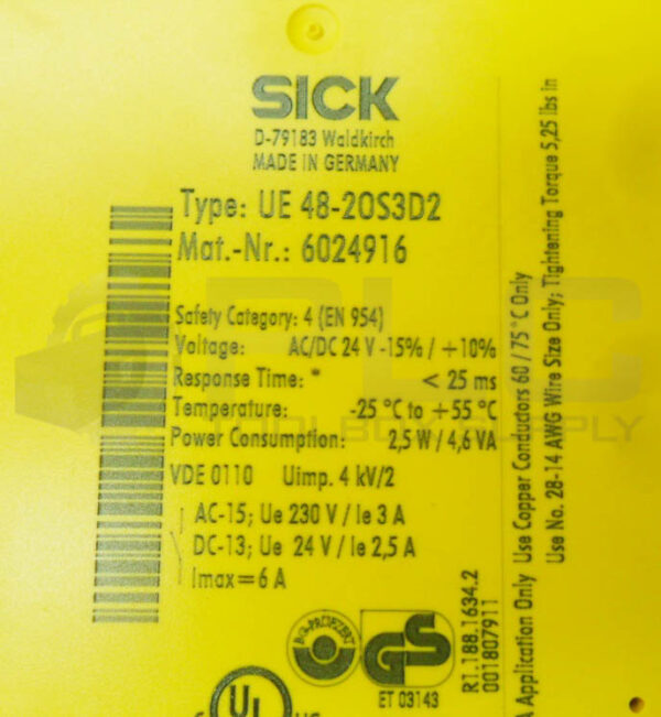SICK UE 48-20S3D2 SAFETY RELAY 24V AC/DC 6024916 - Image 4