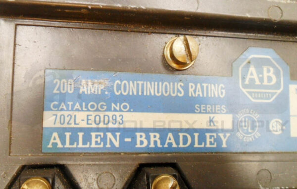 ALLEN BRADLEY 702L-EOD93 /K LIGHTING CONTACTOR 600VAC 200A W/ 74A86 COIL - Image 8