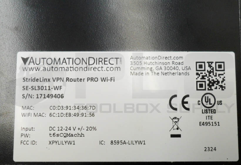 AUTOMATION DIRECT SE-SL3011-WF STRIDELINX VPN ROUTER PRO WIFI 12-24VDC ...