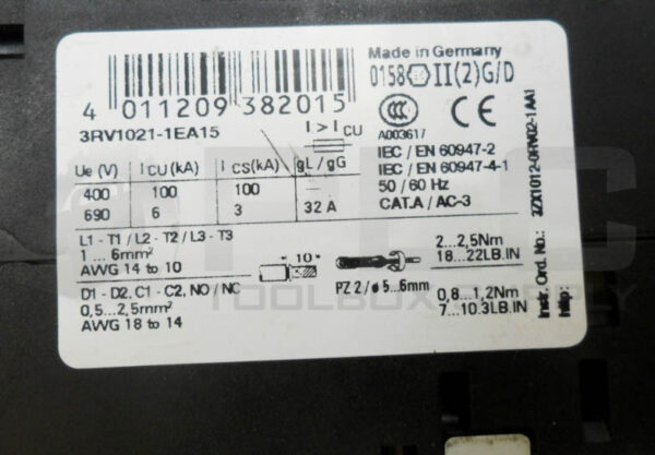 SIEMENS 3RV1021-1EA15 CIRCUIT BREAKER 32A 50/60HZ 400V - Image 5