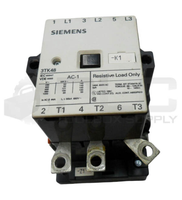 SIEMENS 3TK4822-0AL2 AC CONTACTOR 3PH 600VAC 140A