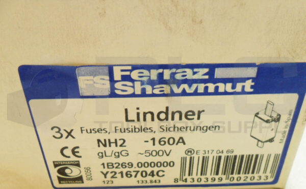 NEW BOX OF 3 FERRAZ SHAWMUT Y216704C CERAMIC BLADE TYPE FUSE 500A 160A *READ* - Image 6