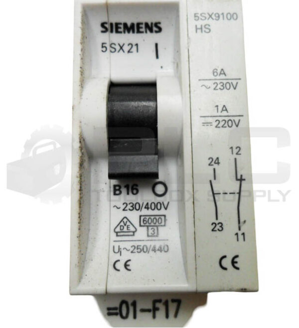 LOT OF 3 SIEMENS 5SX21 B16 CIRCUIT BREAKER 230-400V W/ 5SX9100 HS CONTACT BLOCK - Image 6