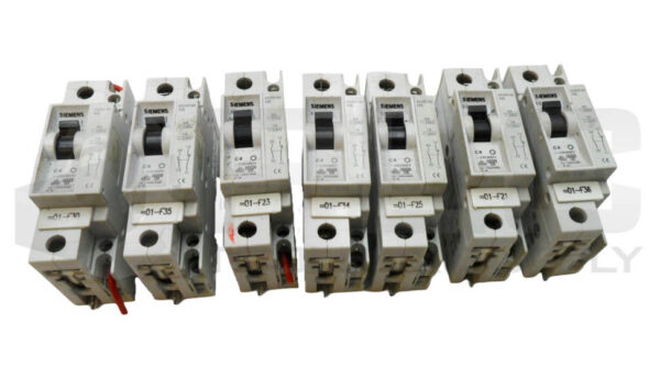 LOT OF 7 SIEMENS 5SX21 C4 CIRCUIT BREAKER 230-400V W/ 5SX9100 HS CONTACT BLOCK