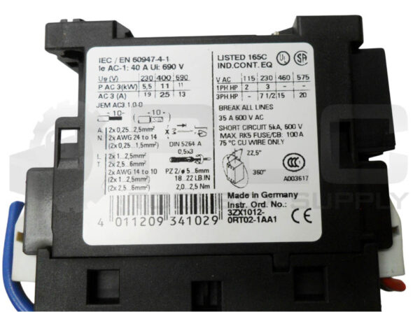 SIEMENS 3ZX1012-0RT02-1AA1 CONTACTOR W/ 3RT1926-1BC00 SUPPRESSOR 3RT1026-3A - Image 7
