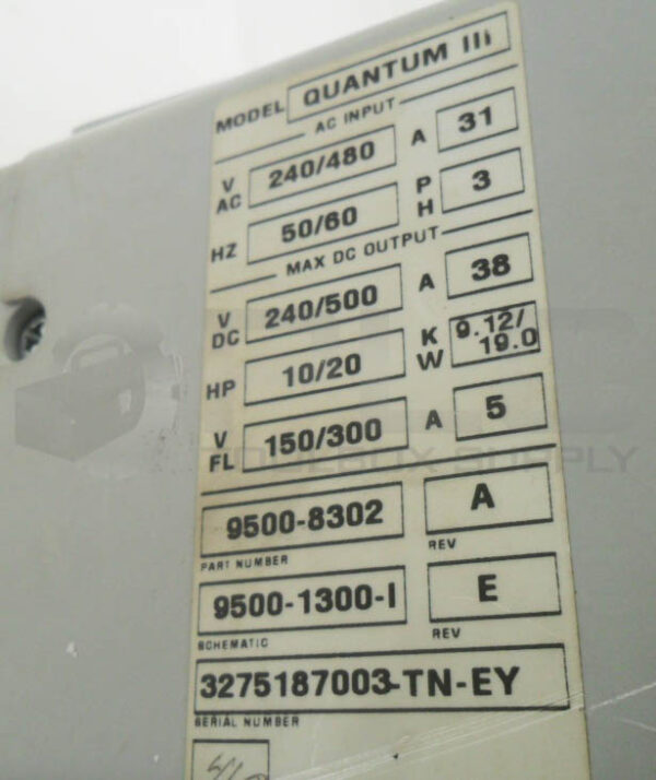 QUANTUM III 9500-8302 DIGITAL DC DRIVE 240-480VAC 31A 3PH 50/60HZ *READ* - Image 8