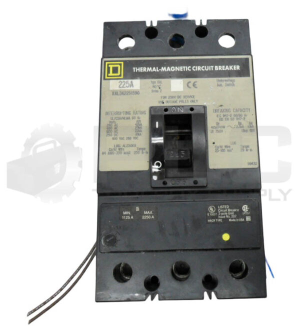 SQUARE D KAL362251590 /2 THERMAL MAGNETIC CIRCUIT BREAKER 225A 600VAC 250VDC - Image 2
