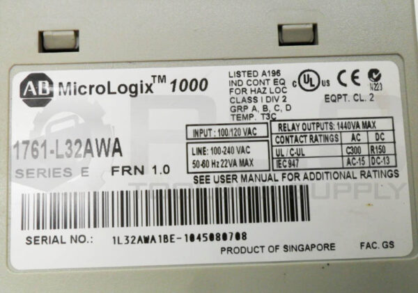 ALLEN BRADLEY 1761-L32AWA /E MICROLOGIX 1000 LOGIC CONTROLLER 100-120VAC - Image 5