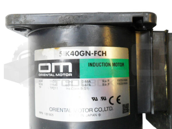 ORIENTAL MOTOR 5IK40GN-FCH INDUCTION MOTOR 40W 110-115V 6HZ 0.68/0.67A 1500RPM - Image 5