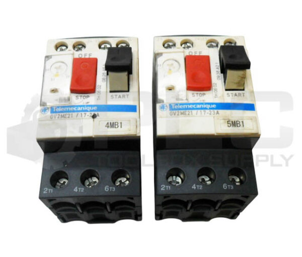 LOT OF 2 SCHNEIDER ELECTRIC GV2ME21/17-23A CIRCUIT BREAKER 17-23A 220V 3PH