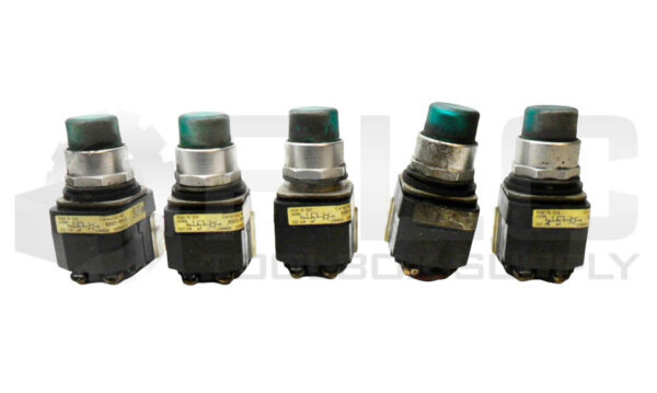 LOT OF 5 ALLEN BRADLEY 800T-PT16 /N PUSH BUTTON W/ 800T-XA /C CONTACT BLOCK