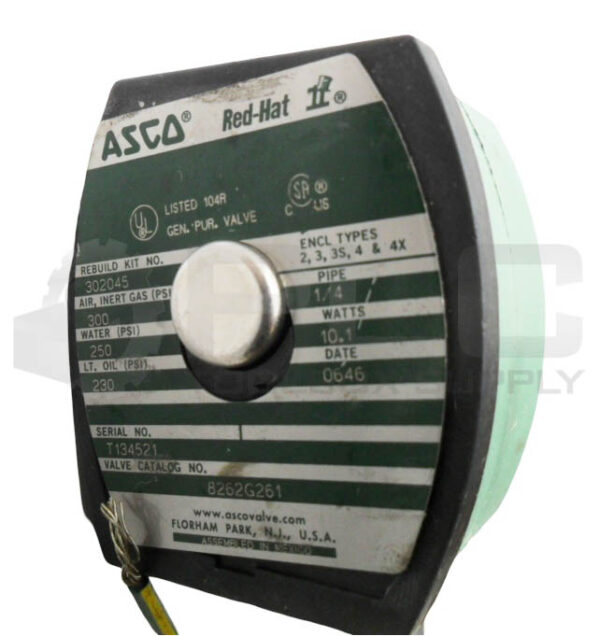 ASCO 8262G261 SOLENOID VALVE 300PSI 1/4" W/ 238610-032-D COIL MP-C-080 110-120V - Image 2