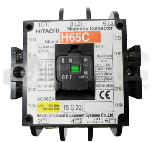 HITACHI H65C MAGNETIC CONTACTOR 660VAC 100-110V 50/60HZ - Image 5