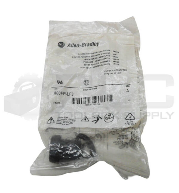 SEALED NEW ALLEN BRADLEY 800FP-LF3 /A ILLUMINATED FLUSH PUSH BUTTON GREEN