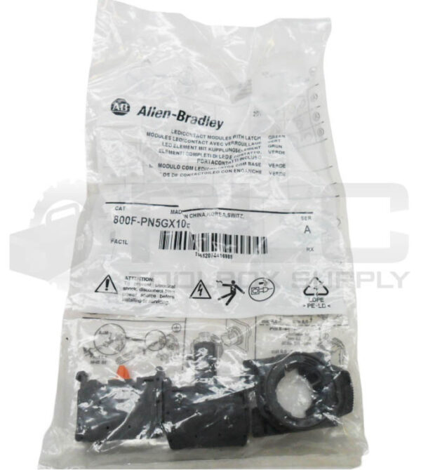 SEALED NEW ALLEN BRADLEY 800F-PN5GX10E /A LED/CONTACT MODULE W/ LATCH GREEN