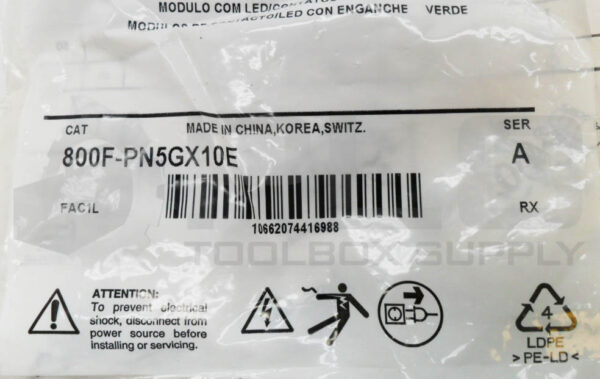SEALED NEW ALLEN BRADLEY 800F-PN5GX10E /A LED/CONTACT MODULE W/ LATCH GREEN - Image 3