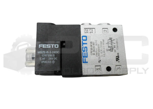 NEW FESTO CPE10-M1BH-3GLS-M7 SOLENOID VALVE W/ MSZE-B-3-24DC COIL 24VDC 196916 - Image 2