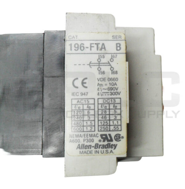 ALLEN BRADLEY 196-FTA /B PNEUMATIC TIMER W/ 700-F400A1 /B CONTACTOR W/ HA473 - Image 7