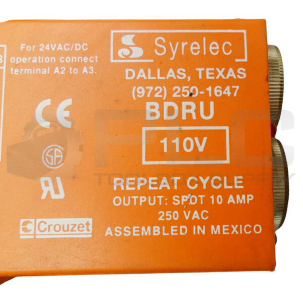 SYRELEC BDRU TIMING RELAY 110V 10A - Image 5