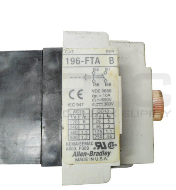 ALLEN BRADLEY 196-FTA /B PNEUMATIC TIMER W/ 700-F400A1 /C CONTACTOR W/ HA473 - Image 7