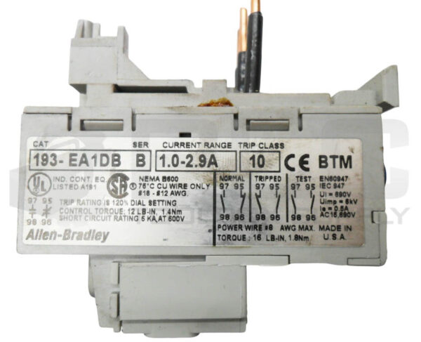 LOT OF 2 ALLEN BRADLEY 193-EA1DB /B OVERLOAD RELAY 1.0-2.9A - Image 5
