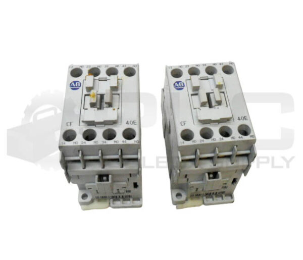 LOT OF 2 ALLEN BRADLEY 700-CF400* /A CONTACTOR W/ 100-FSC280 /A SURGE SUPPRESSOR