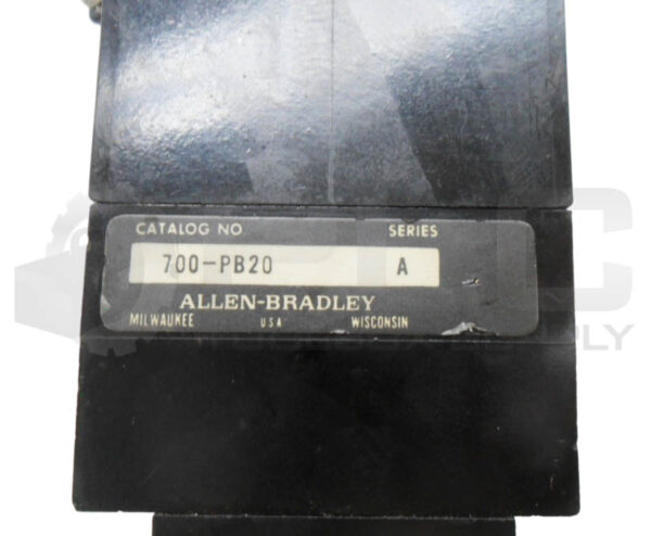 ALLEN BRADLEY 700-P800A1 /B CONTACTOR 10A 600VAC W/ 700-PB20 /A ADDER DECK - Image 6