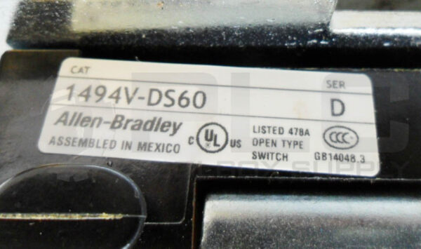 ALLEN BRADLEY 1494V-DS60 /D DISCONNECT SWITCH 60A 600VAC 250VDC - Image 6