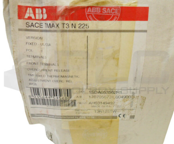 NEW ABB SACE TMAX T3 N 225 CIRCUIT BREAKER 125A 3 POLE 600V 50/60HZ *READ* - Image 9