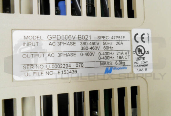 NEW MAGNETEK GPD506V-B021 AC DRIVE 3PH 380-460V 50/60HZ 26A *READ* - Image 8