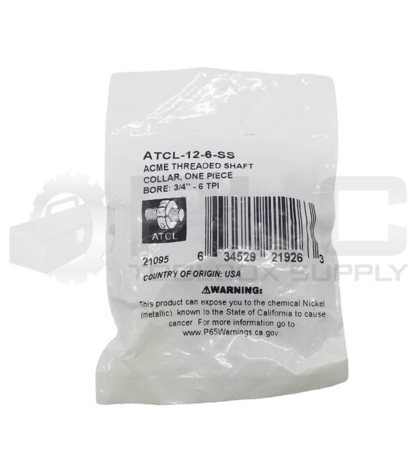 SEALED NEW RULAND ATCL-12-6-SS ACME THREADED SHAFT COLLAR, BORE: 3/4" - 6 TPI - Image 2