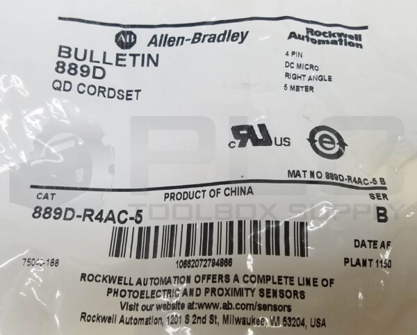 SEALED NEW ALLEN BRADLEY 889D-R4AC-5 /B QD CORDSET, 4PIN DC MICRO 5M - Image 4