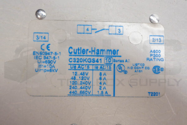 CUTLER HAMMER AN16NN0 SER A1 MOTOR STARTER 1891-1 110/120V 50/60HZ C320KGS41 - Image 5