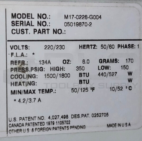 APW MCLEAN M17-0226-G004 AIR CONDITIONER 220/230V 1PH 1500/1800BTU *READ* - Image 5