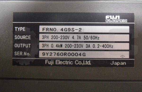FUJI ELECTRIC FRN0.4G9S-2 INVERTER 3PH 200-230V 4.7A 50/60HZ, 5000G9S - Image 6