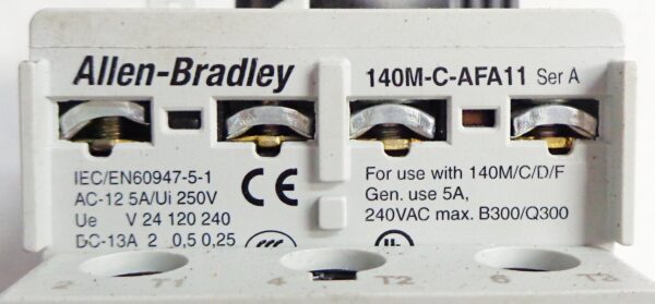 ALLEN BRADLEY 140M-C2E-B16 /C CIRCUIT BREAKER W/ 140M-C-AFA11 AUXILIARY BLOCK - Image 6