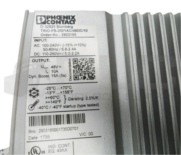 PHOENIX CONTACT TRIO-PS-2G/1AC/48DC/10 POWER SUPPLY 100-240VAC 50/60HZ - Image 5