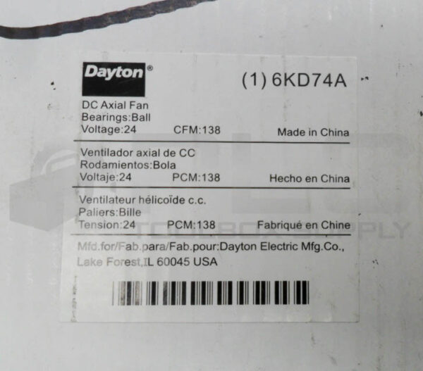 NEW DAYTON 6KD74A DC AXIAL FAN 0.383A 24V *READ* - Image 5