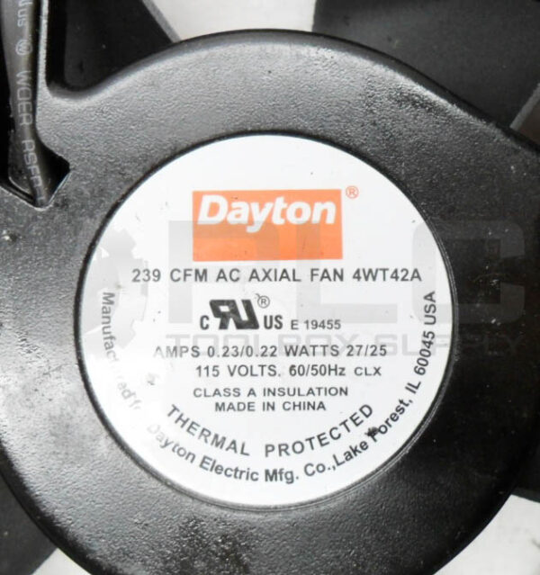 DAYTON 4WT42A AC AXIAL FAN 0.23/0.22A 27/25W 115V 50/60HZ - Image 4