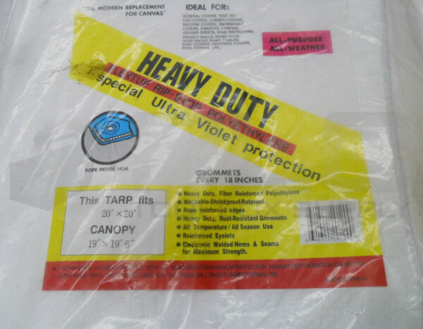 SEALED NEW CANOPY TARP PREMIUM WHITE 19' X19' X 6" - Image 3